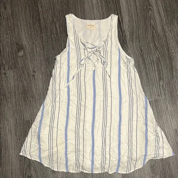 Vestique Blue and White Striped Mini Dress - Picture 3 of 10